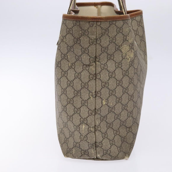 GUCCI GG Supreme Web Sherry Line Tote Bag PVC Beige Red 211134 Auth gh538