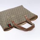 GUCCI GG Supreme Web Sherry Line Tote Bag PVC Beige Red 211134 Auth gh538-6
