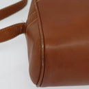 GUCCI Shoulder Bag Leather Brown Gold Auth gh539-11