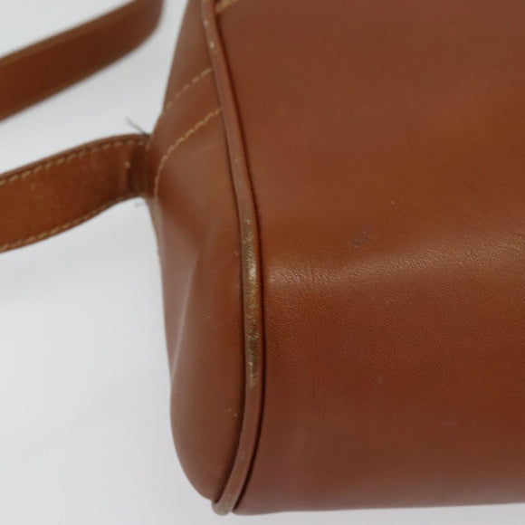 GUCCI Shoulder Bag Leather Brown Gold Auth gh539