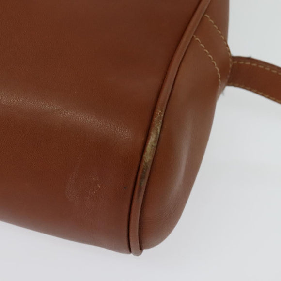 GUCCI Shoulder Bag Leather Brown Gold Auth gh539