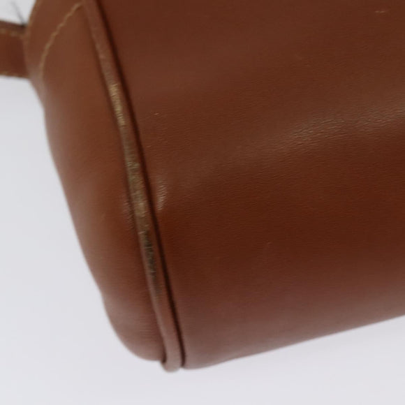 GUCCI Shoulder Bag Leather Brown Gold Auth gh539