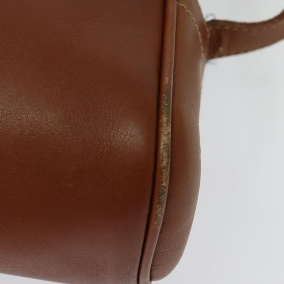 GUCCI Shoulder Bag Leather Brown Gold Auth gh539