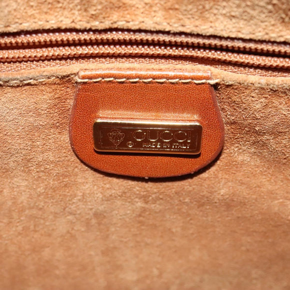 GUCCI Shoulder Bag Leather Brown Gold Auth gh539