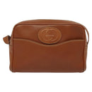 GUCCI Shoulder Bag Leather Brown Gold Auth gh539-2