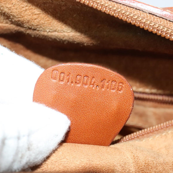 GUCCI Shoulder Bag Leather Brown Gold Auth gh539