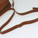 GUCCI Shoulder Bag Leather Brown Gold Auth gh539-7