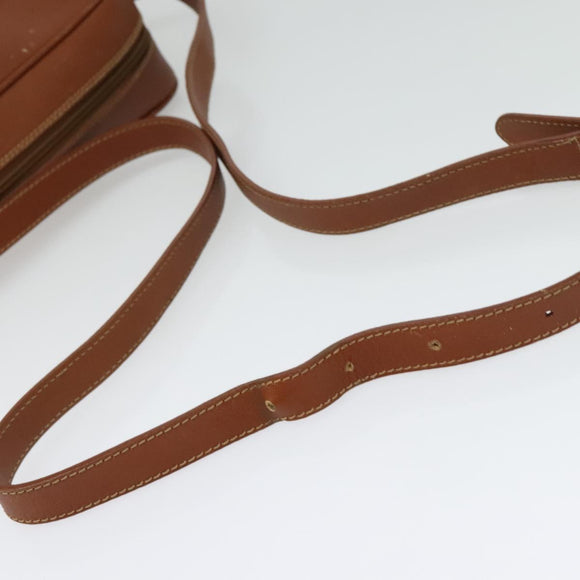 GUCCI Shoulder Bag Leather Brown Gold Auth gh539