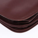 CARTIER Must Line Shoulder Bag Leather Bordeaux Gold Auth gh540-13