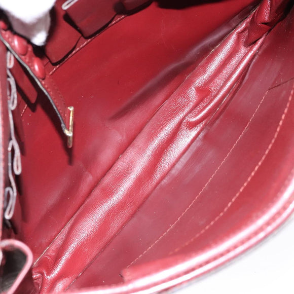 CARTIER Must Line Shoulder Bag Leather Bordeaux Gold Auth gh540