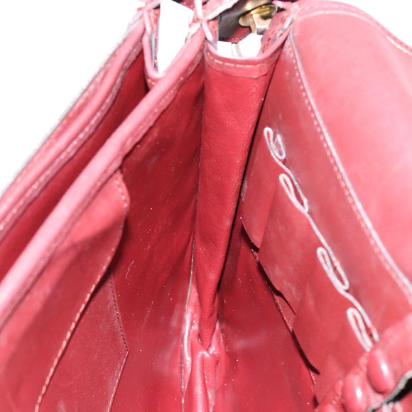 CARTIER Must Line Shoulder Bag Leather Bordeaux Gold Auth gh540