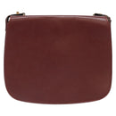 CARTIER Must Line Shoulder Bag Leather Bordeaux Gold Auth gh540-2