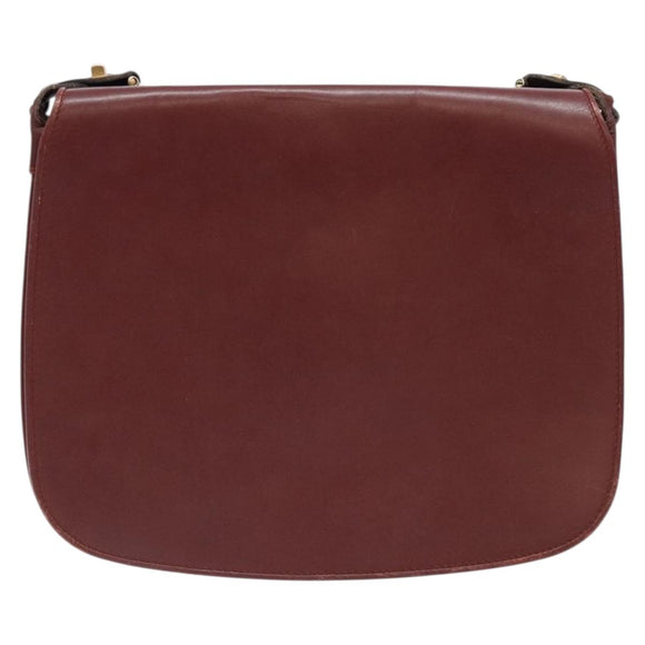 CARTIER Must Line Shoulder Bag Leather Bordeaux Gold Auth gh540