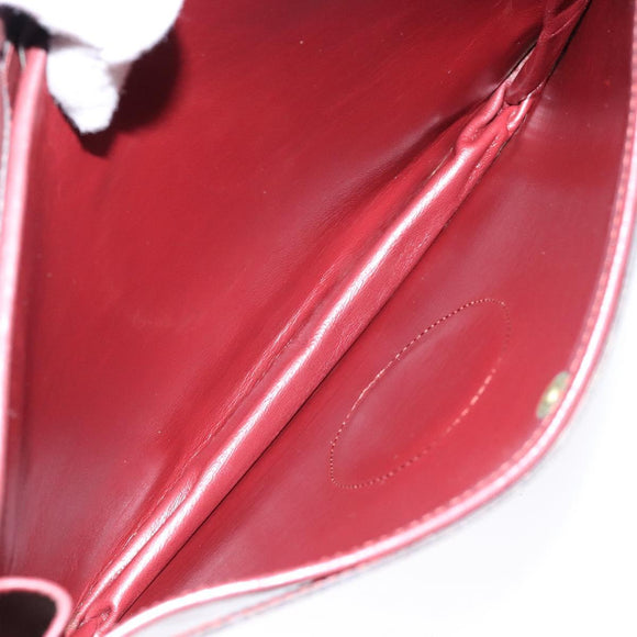 CARTIER Must Line Shoulder Bag Leather Bordeaux Gold Auth gh540
