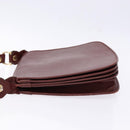 CARTIER Must Line Shoulder Bag Leather Bordeaux Gold Auth gh540-5