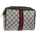 GUCCI GG Supreme Sherry Line Clutch Bag PVC Navy Gold 75 01 012 Auth gh543-1