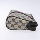 GUCCI GG Supreme Sherry Line Clutch Bag PVC Navy Gold 75 01 012 Auth gh543-4