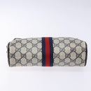 GUCCI GG Supreme Sherry Line Clutch Bag PVC Navy Gold 75 01 012 Auth gh543-7