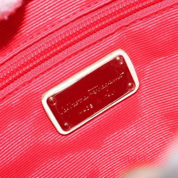 Salvatore Ferragamo Shoulder Bag Nylon Beige Gold Auth gh550