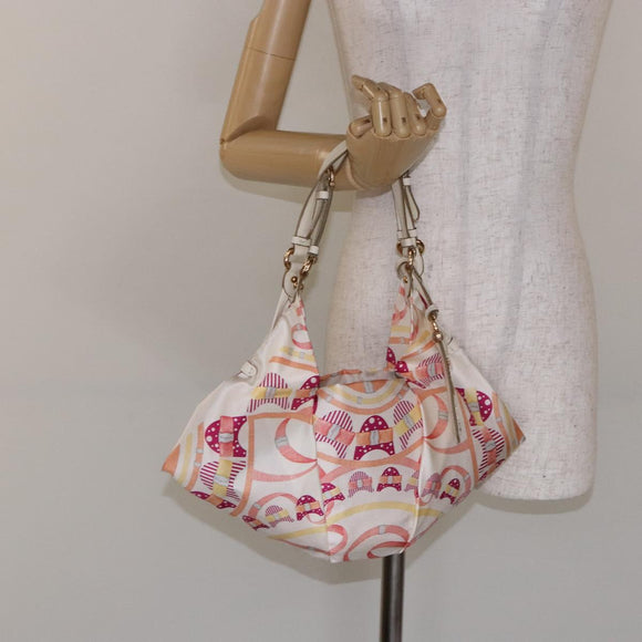 Salvatore Ferragamo Shoulder Bag Nylon Beige Gold Auth gh550