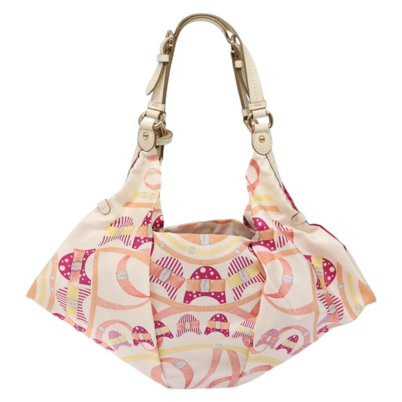 Salvatore Ferragamo Shoulder Bag Nylon Beige Gold Auth gh550