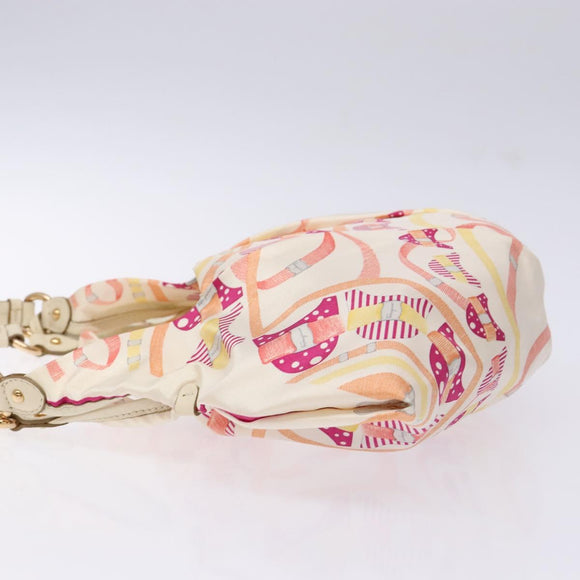 Salvatore Ferragamo Shoulder Bag Nylon Beige Gold Auth gh550