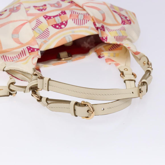 Salvatore Ferragamo Shoulder Bag Nylon Beige Gold Auth gh550