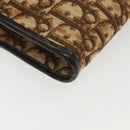 Christian Dior Trotter Canvas Chain Shoulder Bag Brown Gold Auth gh553-15