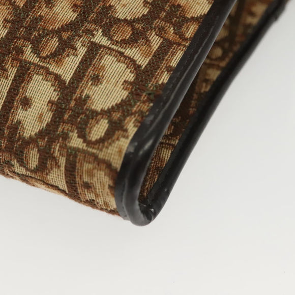 Christian Dior Trotter Canvas Chain Shoulder Bag Brown Gold Auth gh553