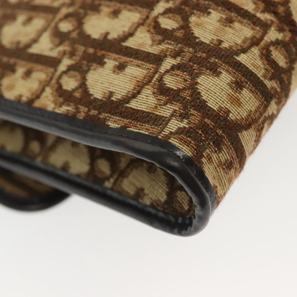 Christian Dior Trotter Canvas Chain Shoulder Bag Brown Gold Auth gh553