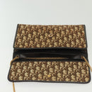 Christian Dior Trotter Canvas Chain Shoulder Bag Brown Gold Auth gh553-8