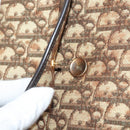 Christian Dior Trotter Canvas Chain Shoulder Bag Brown Gold Auth gh553-10