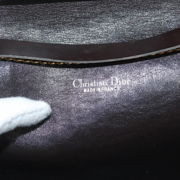 Christian Dior Trotter Canvas Chain Shoulder Bag Brown Gold Auth gh553