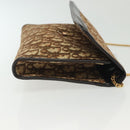 Christian Dior Trotter Canvas Chain Shoulder Bag Brown Gold Auth gh553-3