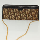 Christian Dior Trotter Canvas Chain Shoulder Bag Brown Gold Auth gh553-6