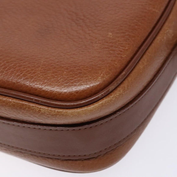 Burberrys Shoulder Bag Leather Brown Gold Auth gh556