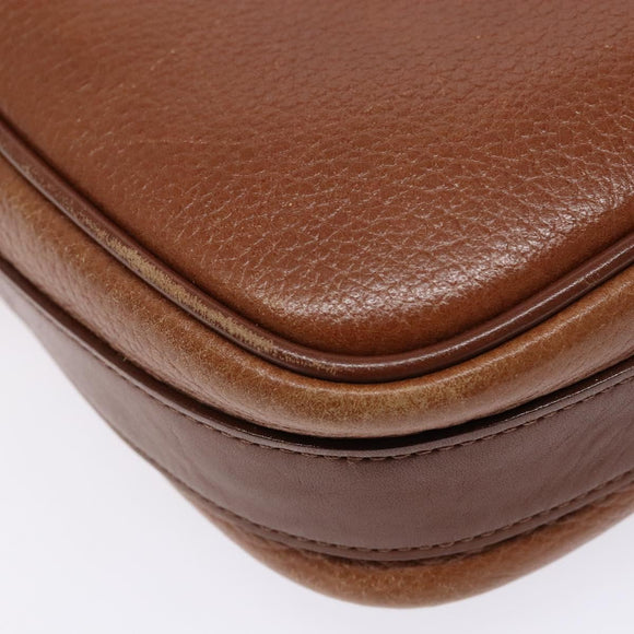 Burberrys Shoulder Bag Leather Brown Gold Auth gh556