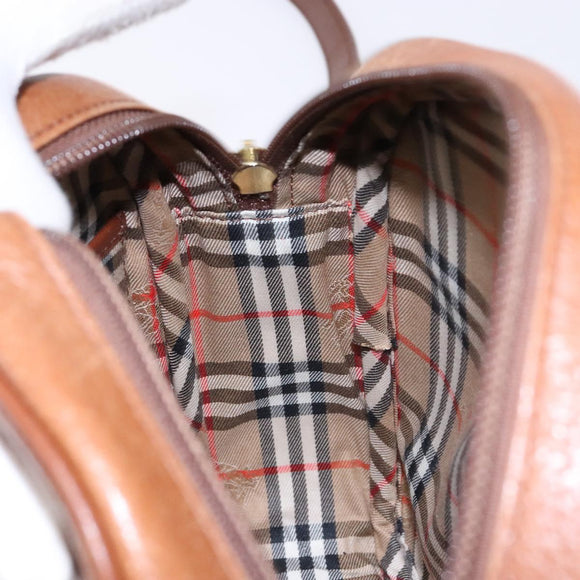 Burberrys Shoulder Bag Leather Brown Gold Auth gh556