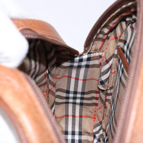 Burberrys Shoulder Bag Leather Brown Gold Auth gh556