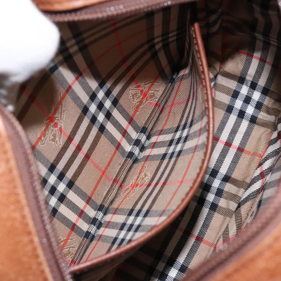 Burberrys Shoulder Bag Leather Brown Gold Auth gh556