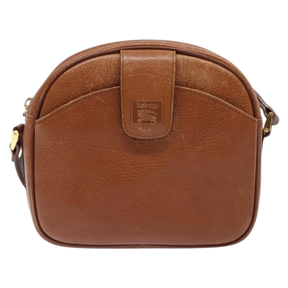 Burberrys Shoulder Bag Leather Brown Gold Auth gh556