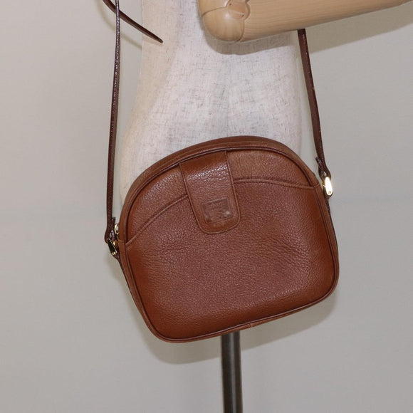 Burberrys Shoulder Bag Leather Brown Gold Auth gh556