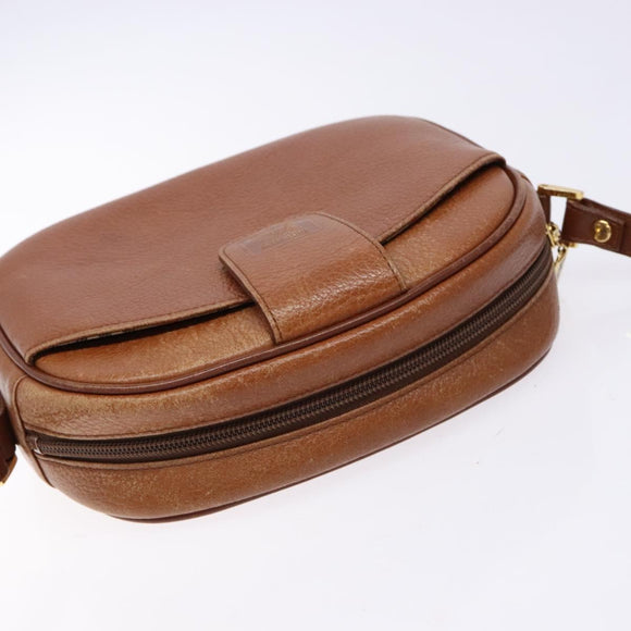 Burberrys Shoulder Bag Leather Brown Gold Auth gh556