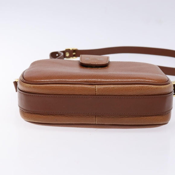 Burberrys Shoulder Bag Leather Brown Gold Auth gh556