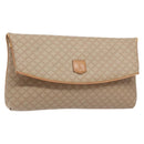 CELINE Macadam Canvas Clutch Bag PVC Beige Gold Auth gh557-1