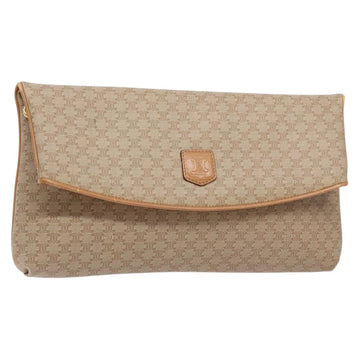 CELINE Macadam Canvas Clutch Bag PVC Beige Gold Auth gh557