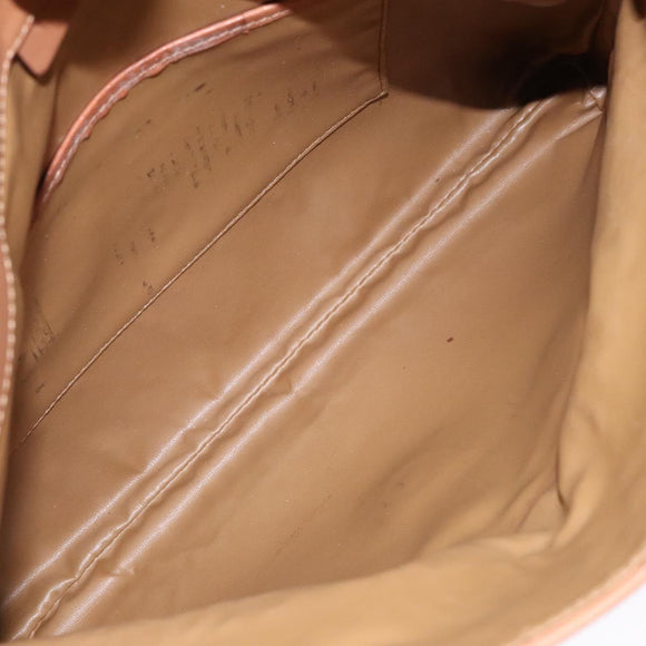 CELINE Macadam Canvas Clutch Bag PVC Beige Gold Auth gh557