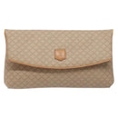 CELINE Macadam Canvas Clutch Bag PVC Beige Gold Auth gh557-13