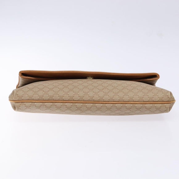 CELINE Macadam Canvas Clutch Bag PVC Beige Gold Auth gh557