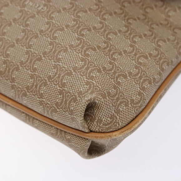 CELINE Macadam Canvas Clutch Bag PVC Beige Gold Auth gh557